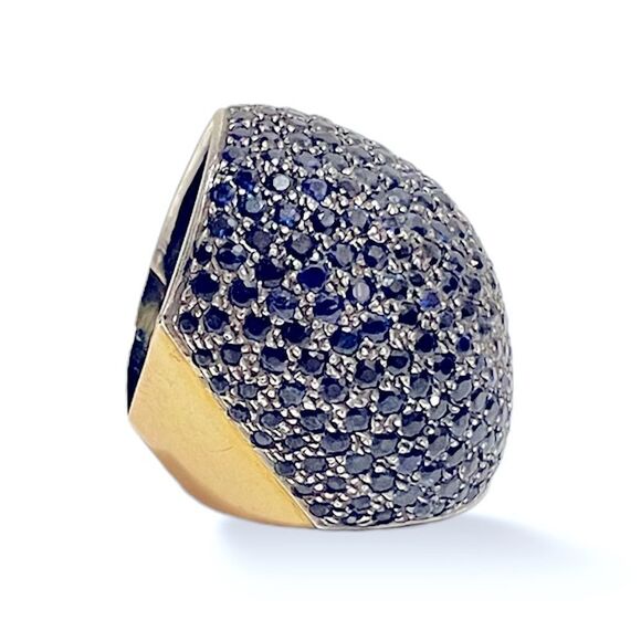 ❤️SOLD❤️BLUE Crystal Cocktail/ Statement Ring |12K Gold Band| - Picture 10 of 13